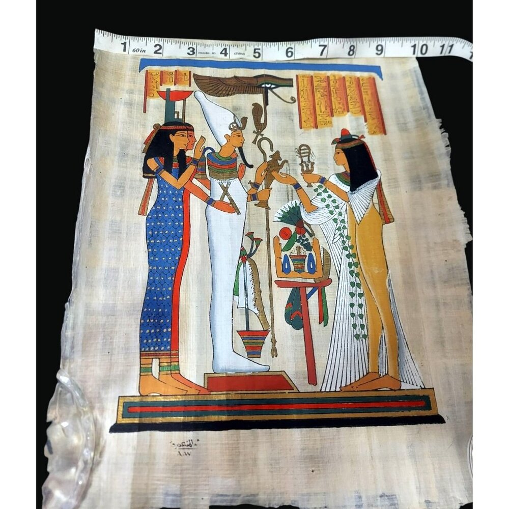 Set of Four Egyptian Hand Painted Art on Genuine Papyrus Paper T03 t - Picture 5 of 6